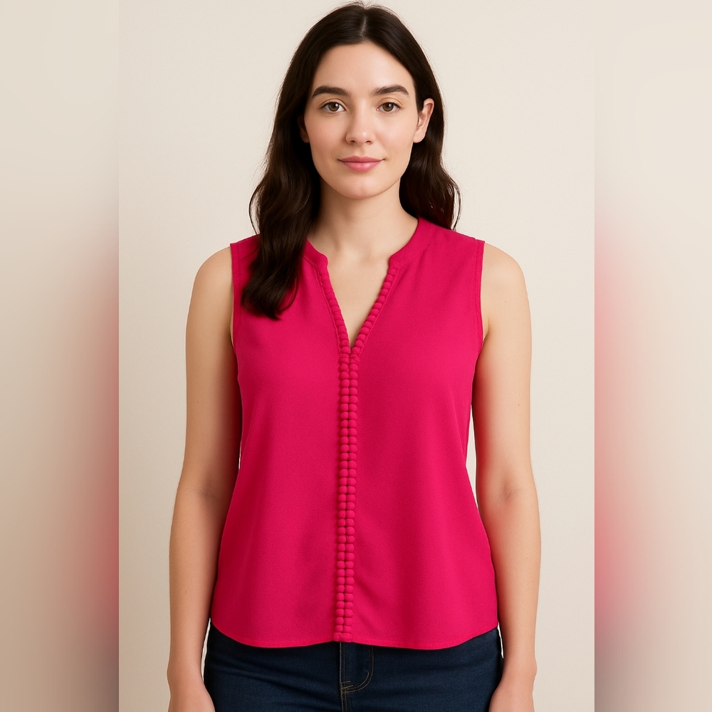 Banana Republic Womens Top Blouse Fuchsia Sleevessles Tunic Soft Size XS EUC